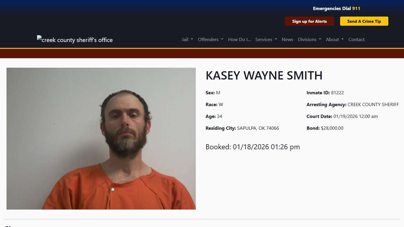 KASEY SMITH Booked at the Creek County Jail