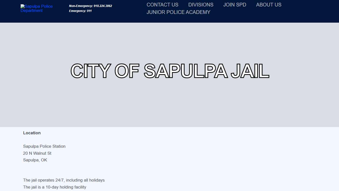 Jail – Sapulpa Police Department